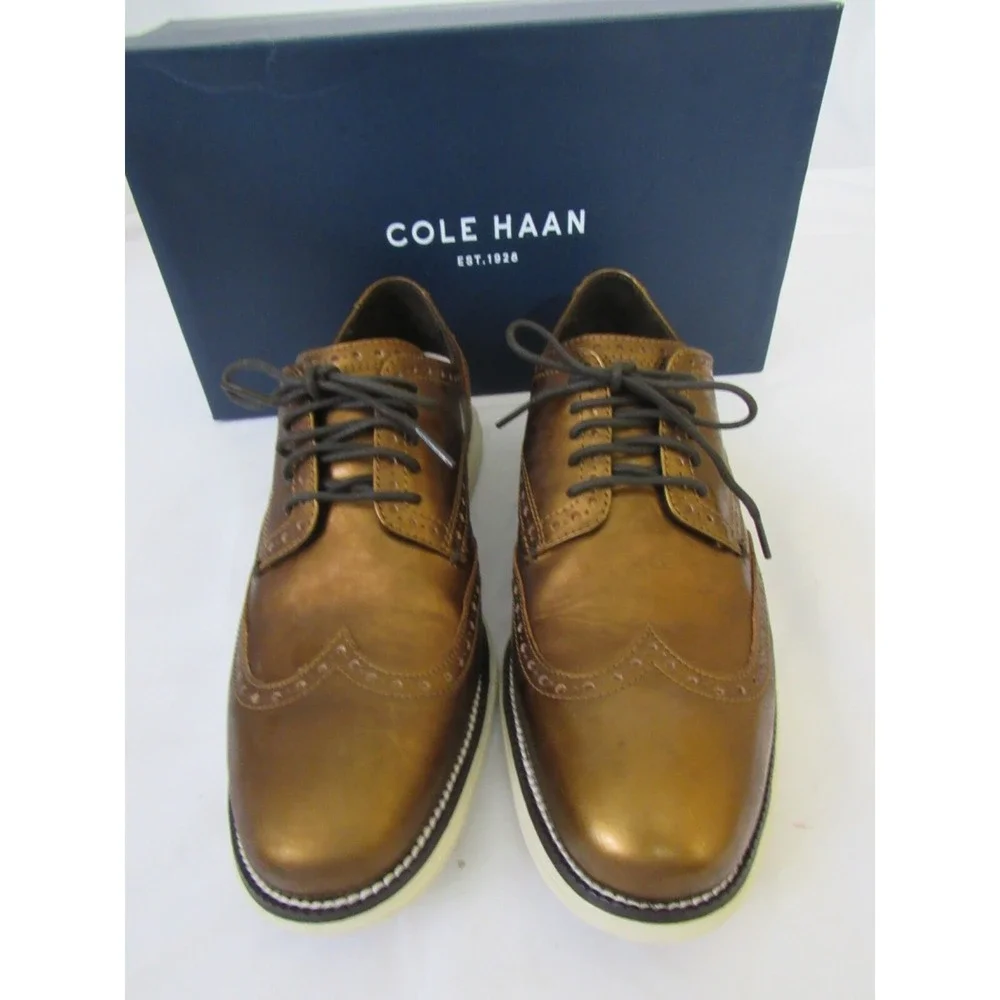 Cole‎ Haan Copper Ivory Wingtip Sz 8.5 M  Leather Lace Up Grand Os $132